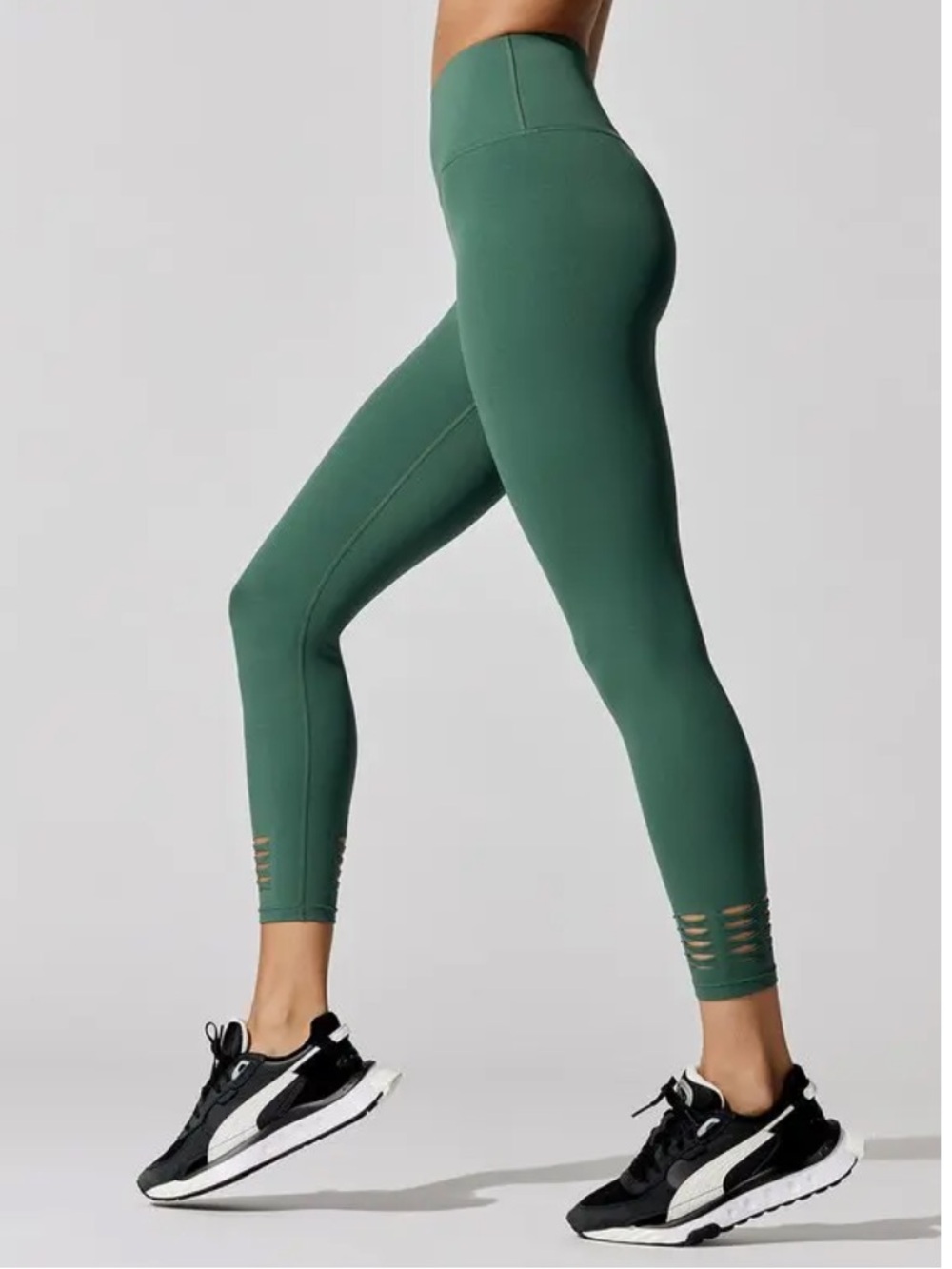 Carbon38 Evergreen Slit Hem Cutout 7/8 Leggings Size Small
